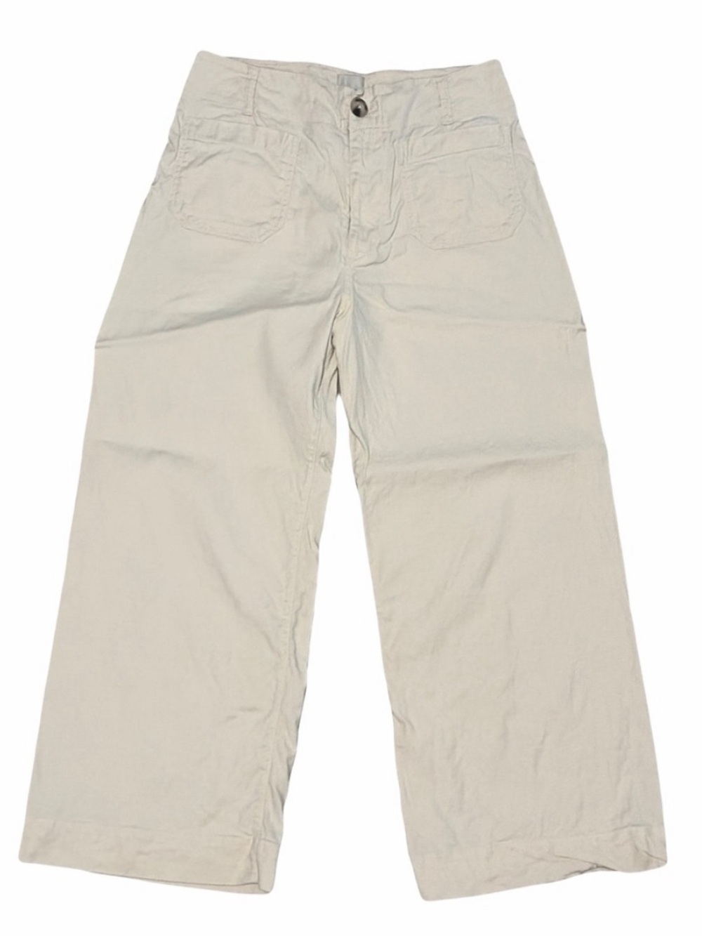 Maeve Colette Cropped Wide Leg Linen Pants Chalk White Size 29 Anthropologie - Picture 5 of 8